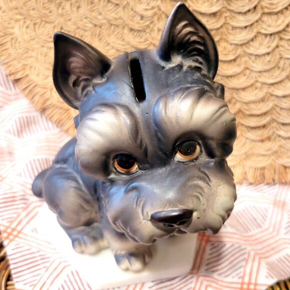 Vintage Kitschy Ceramic Scottish Terrier Figurine Bank - Picture 2 of 6